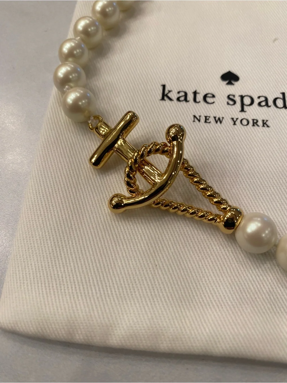 KATE SPADE Anchors Away Gold Pearl Necklace Delta Gamma